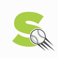 iniziale lettera S baseball logo concetto con in movimento baseball icona vettore modello