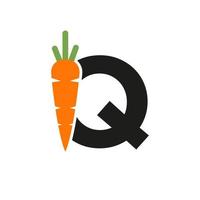 iniziale lettera q carota icona design vettore modello. carota logo basato alfabeto