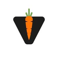 iniziale lettera v carota icona design vettore modello. carota logo basato alfabeto