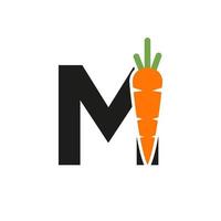 iniziale lettera m carota icona design vettore modello. carota logo basato alfabeto