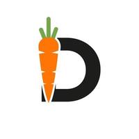 iniziale lettera d carota icona design vettore modello. carota logo basato alfabeto