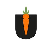 iniziale lettera u carota icona design vettore modello. carota logo basato alfabeto