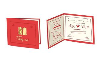 vietnamita nozze invito carta clipart. carta nozze invito vettore illustrazione. vietnamita tradizionale nozze cerimonia concetto. testo al di fuori si intende invito carta e Doppio felicità