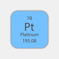 simbolo di platino. elemento chimico della tavola periodica. illustrazione vettoriale. vettore