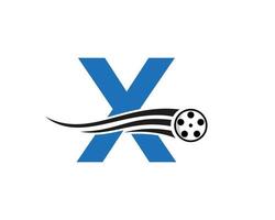 iniziale lettera X film logo concetto con film bobina per media cartello, film direttore simbolo vettore modello