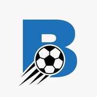 iniziale lettera B calcio logo concetto con in movimento calcio icona. calcio logotipo simbolo vettore