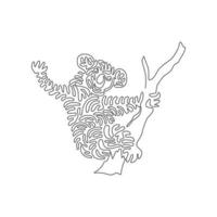 singolo Riccio uno linea disegno di carino koala astratto arte. continuo linea disegnare grafico design vettore illustrazione di adorabile koala per icona, simbolo, azienda logo, manifesto parete arredamento
