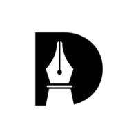 iniziale lettera d penna pennino icona per formazione scolastica logo e legge simbolo vettore modello basato alfabeto