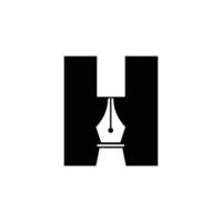 iniziale lettera h penna pennino icona per formazione scolastica logo e legge simbolo vettore modello basato alfabeto