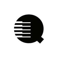 lettera q musicista simbolo, pianoforte logo icona vettore modello