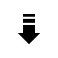 eps10 nero vettore giù freccia astratto arte icona o logo isolato su bianca sfondo. scaricamento solido simbolo nel un' semplice piatto di moda moderno stile per il tuo sito web disegno, e mobile App