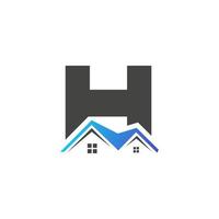 iniziale lettera h vero tenuta logo con Casa edificio tetto per investimento e aziendale attività commerciale modello vettore