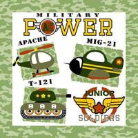impostato di blindato veicolo con militare elemento su camuffare telaio confine, vettore cartone animato illustrazione