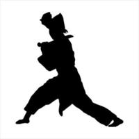 illustrazione di silhouette combattente silat karatè Muay Thai vettore