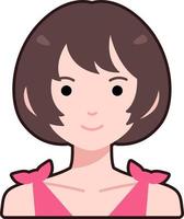 carino donna ragazza avatar utente persona persone corto capelli piatto nero schema vettore