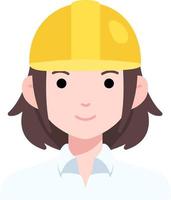 ingegneria donna ragazza avatar utente persona lavoro duro e faticoso sicurezza casco piatto stile vettore