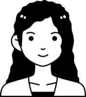 donna ragazza avatar utente persona persone rosa corto capelli semi solido nero e bianca vettore