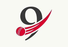 lettera 9 cricket logo concetto con in movimento cricket palla icona. cricket gli sport logotipo simbolo vettore modello