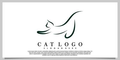 gatto logo design abstrac con schizzo illustrazione tribale vettore