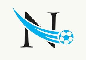 lettera n calcio calcio logo. calcio club simbolo concetto di calcio squadra icona vettore
