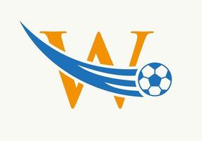 lettera w calcio calcio logo. calcio club simbolo concetto di calcio squadra icona vettore