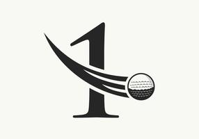 lettera 1 golf logo design modello. hockey sport accademia cartello, club simbolo vettore
