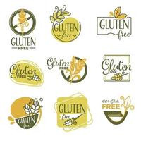 glutine gratuito prodotti etichette o emblemi, dieta vettore