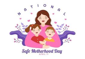 nazionale sicuro maternità giorno su aprile 1 illustrazione con incinta madre e bambini per ragnatela bandiera o atterraggio pagina nel piatto cartone animato mano disegnato modelli vettore