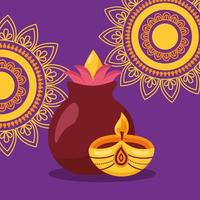 felice diwali festival poster design piatto vettore