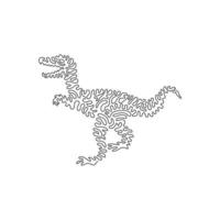 singolo Riccio uno linea disegno di agile ladro astratto arte. continuo linea disegnare grafico design vettore illustrazione di velociraptor un' volare uccello per icona, simbolo, azienda logo, manifesto parete arredamento