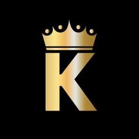 lettera K beneficenza corona logo design con unità simbolo vettore modello