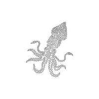 singolo turbine continuo linea disegno di bellissimo calamaro astratto arte. continuo linea disegnare grafico design vettore illustrazione stile di carino calamaro per icona, cartello, minimalismo moderno parete arredamento