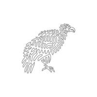 singolo uno linea disegno avvoltoio uccello di preda. astratto arte turbine stile. continuo linea disegno grafico design vettore illustrazione di avvoltoio quale acuto becchi per icona, simbolo, logo, boho parete arte