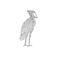 singolo uno Riccio linea disegno di adorabile in piedi shoebill astratto arte. continuo linea disegnare grafico design vettore illustrazione di carino guadare uccello per icona, simbolo, azienda logo, e animale domestico amante club