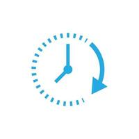 eps10 blu vettore passaggio di tempo astratto icona o logo isolato su bianca sfondo. orologio o orologio schema simbolo nel un' semplice piatto di moda moderno stile per il tuo sito web disegno, e mobile App
