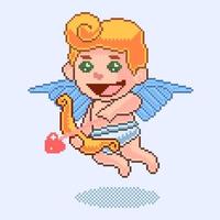 bambino angelo amore pixel arte stile edizione 2 vettore