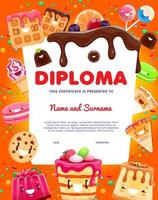 bambini diploma cartone animato forno, biscotto, torta dolce vettore