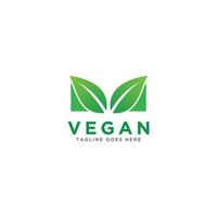 vegano logo vettore. natura verde illustrazione con le foglie per logo, etichetta, e etichetta. vettore