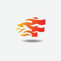 lettera f fuoco fiamma logo design vettore. vettore