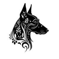 doberman cane ornamentale ritratto. semplice vettore Immagine per logo, emblema, tatuaggio, ricamo, laser taglio, sublimazione.