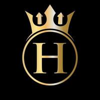 lusso lettera h corona logo. corona logo per bellezza, moda, stella, elegante cartello vettore
