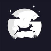 topo cervo con Luna sfondo logo modello vettore