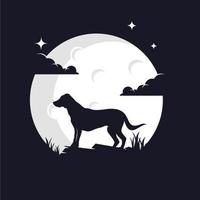 cane con Luna sfondo logo modello vettore