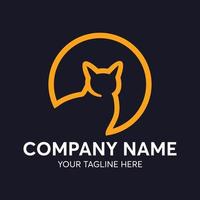 semplice gatto linea logo design modello vettore