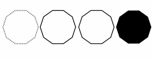 schema silhouette decagono forma impostato isolato su bianca sfondo vettore