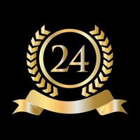 24 anniversario celebrazione oro e nero modello. lusso stile oro araldico cresta logo elemento Vintage ▾ alloro vettore