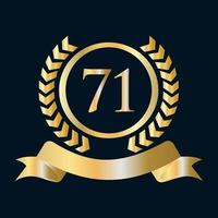 71 anniversario celebrazione oro e nero modello. lusso stile oro araldico cresta logo elemento Vintage ▾ alloro vettore