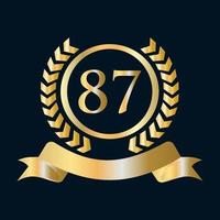 87 anniversario celebrazione oro e nero modello. lusso stile oro araldico cresta logo elemento Vintage ▾ alloro vettore