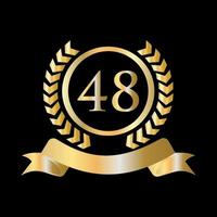 48 anniversario celebrazione oro e nero modello. lusso stile oro araldico cresta logo elemento Vintage ▾ alloro vettore