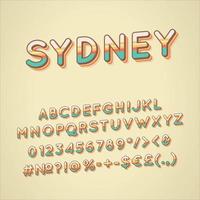 insieme di alfabeto di vettore 3d dell'annata di Sydney